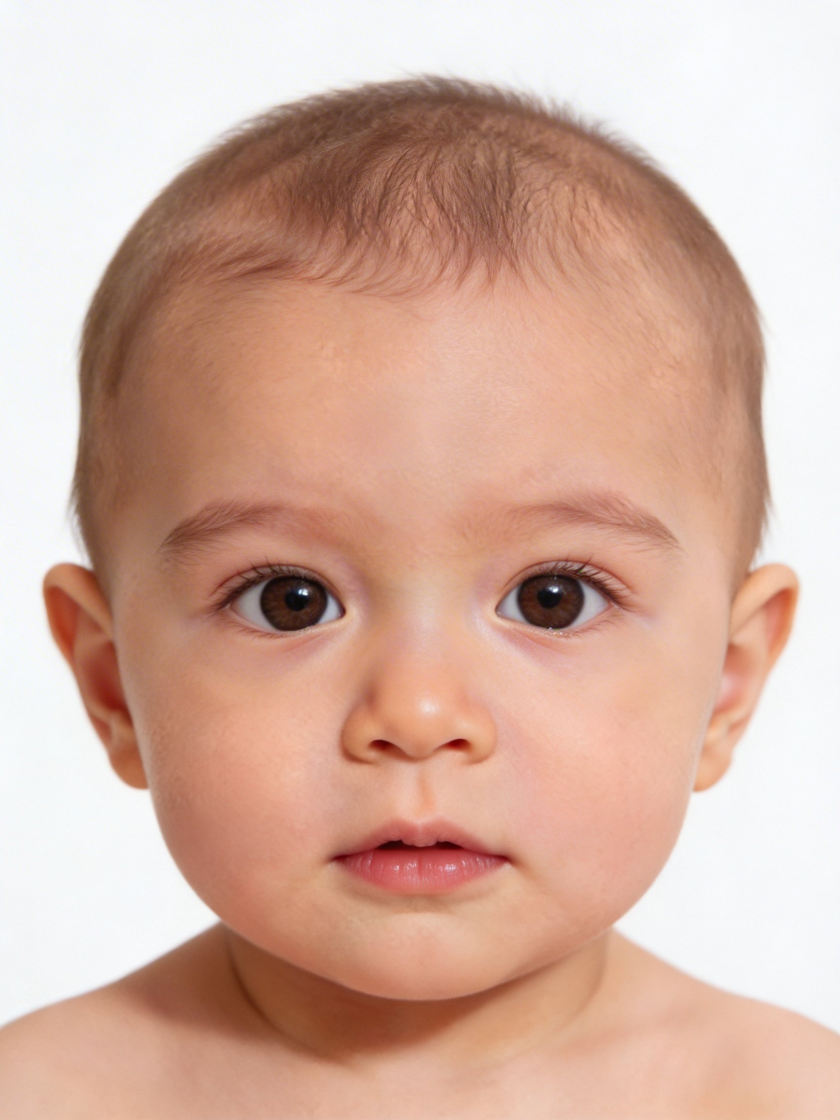 Bebé com olhos fechados ilustrando uma foto de passaporte rejeitada